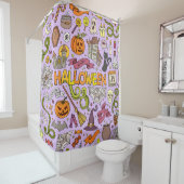 Cute Halloween Doodle Patroon Douchegordijn (In situ)