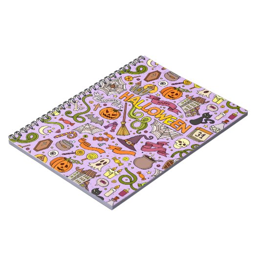 Cute Halloween Doodle Pattern Notitieboek (Linkerzijde)
