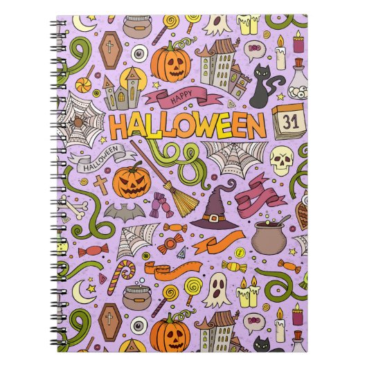 Cute Halloween Doodle Pattern Notitieboek (Voorkant)