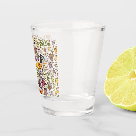 Cute Halloween Doodle Pattern Shot Glas (Rechts)
