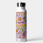 Cute Halloween Doodle Pattern Waterfles (Links)