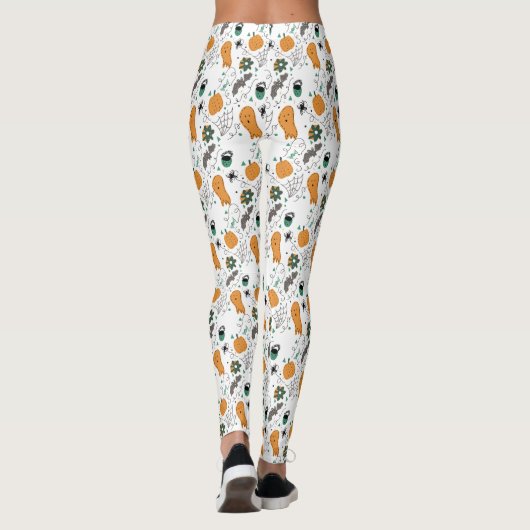 Cute Halloween Doodle Pumpkin Spider Ghost Leggings (Achterkant)