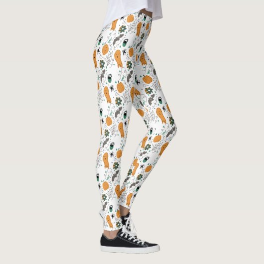 Cute Halloween Doodle Pumpkin Spider Ghost Leggings (Rechts)
