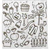 Cute Halloween Doodle Seamless Pattern, Halloween Douchegordijn (Voorkant)
