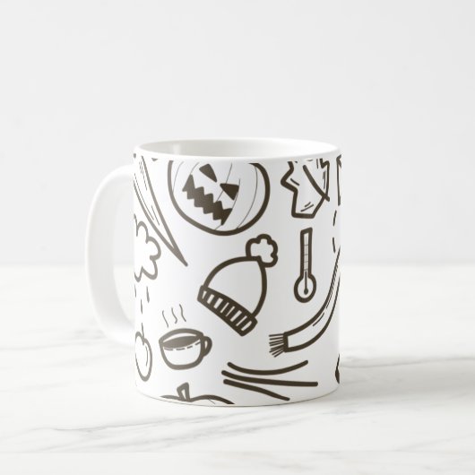 Cute Halloween Doodle Seamless Pattern, Halloween Koffiemok (Voorkant links)