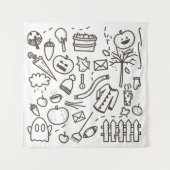 Cute Halloween Doodle Seamless Pattern, Halloween Wandkleed (Voorkant)