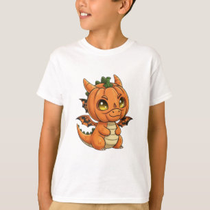Cute Halloween Draak Kind Pompoen T-Shirt