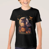 Cute Halloween Dragon Witch Hat Pumpkin Moon  Tri-Blend Shirt (Voorkant)