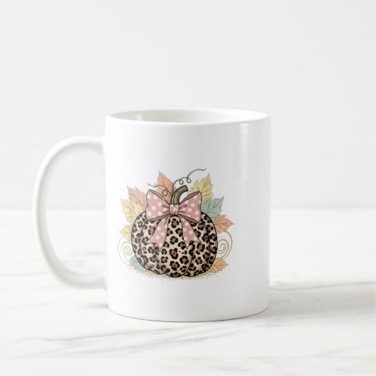 Cute Halloween Fall Pumpkin Shirt Women Leopard Pu Koffiemok (Links)