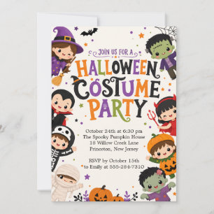 Cute Halloween-feestje uitnodiging voor kinderen