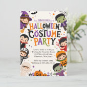 Cute Halloween-feestje uitnodiging voor kinderen (Staand voorkant)