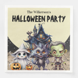 Cute Halloween-feestkostuum en spookhuis Servet