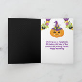 Cute Halloween Floral Pumpkin Happy Birthday Kaart (Binnen)