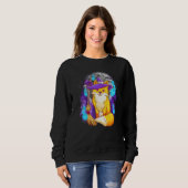 Cute Halloween Fox Witch met maan en Tree Silhou Trui (Voorkant volledig)