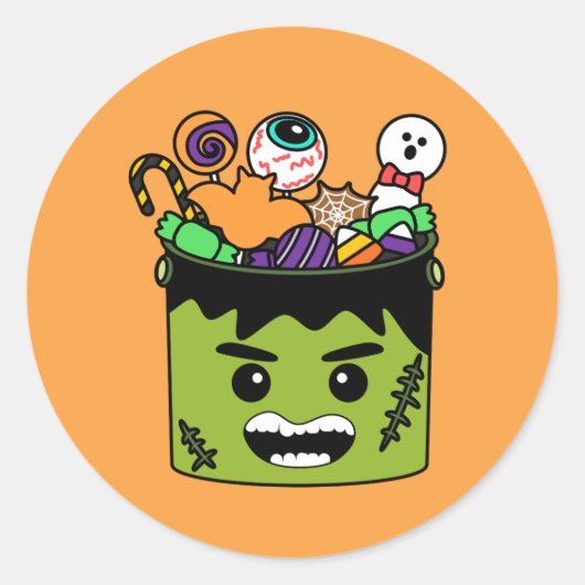 Cute Halloween Frankenstein Kinder Partij Ronde Sticker (Voorkant)
