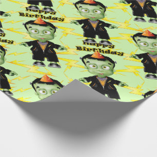 Cute Halloween Frankenstein Monster Birthday Party Cadeaupapier