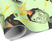 Cute Halloween Frankenstein Monster Birthday Party Cadeaupapier (Rol Hoek)