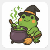 Cute Halloween Frog Vierkante Sticker (Voorkant)