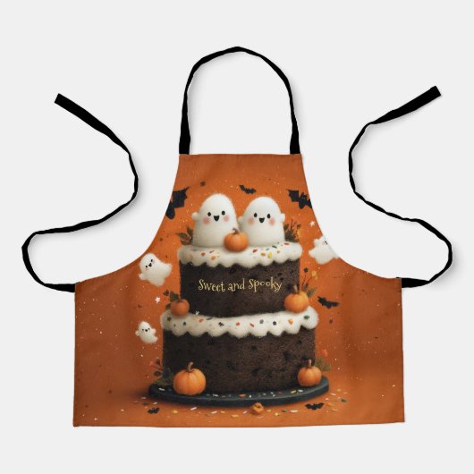 Cute Halloween Geest Cake Een Klein Boe Schort (Voorkant)