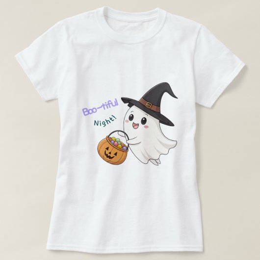 Cute Halloween Geest Dames T-Shirt (Design voorkant)