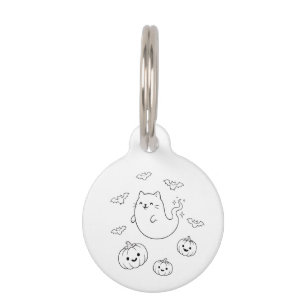Cute Halloween Geest Kat Pompoenen Vleermuizen Lij Huisdierpenning