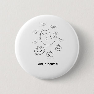 Cute Halloween Geest Kat Pompoenen Vleermuizen Lij Ronde Button 5,7 Cm