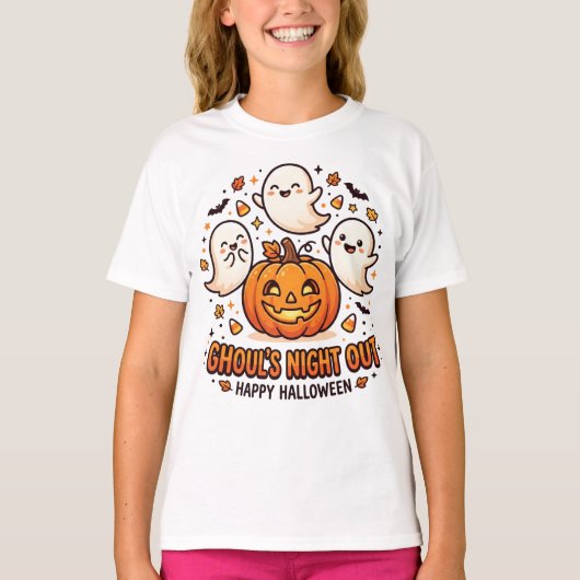 Cute Halloween Geest Pompoen T-Shirt (Voorkant)