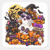 Cute Halloween Geest Sticker | Griezelige Sfeer (Voorkant)