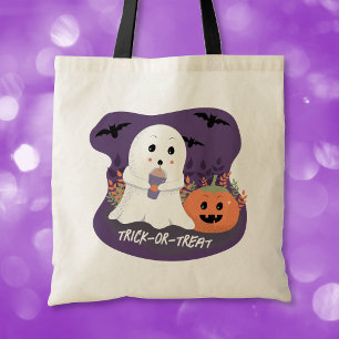 Cute Halloween Geest Trick-or-Treat Boodschappenta Tote Bag