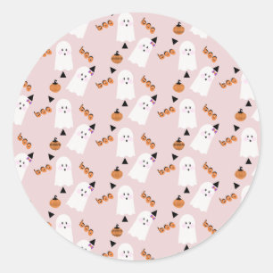 Cute Halloween Geest Verschijning Oranje Roze Conf Ronde Sticker