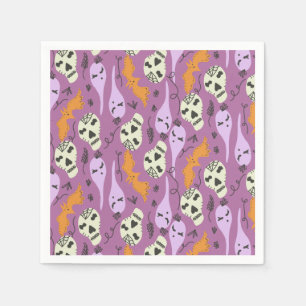 Cute Halloween Geest Vleermuis Schedel Doodle Patr Servet
