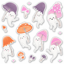 Cute Halloween-geesten met paddestoelen stickerpak Sticker