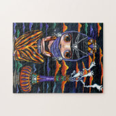 Cute Halloween Genie Girl Big Eyes Kat Ghosts Legpuzzel (Horizontaal)