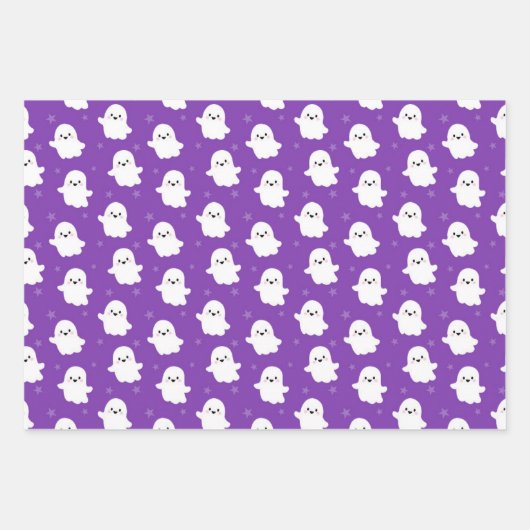 Cute Halloween Ghost and Skulls Patterns Inpakpapier Vel (Voorkant 2)