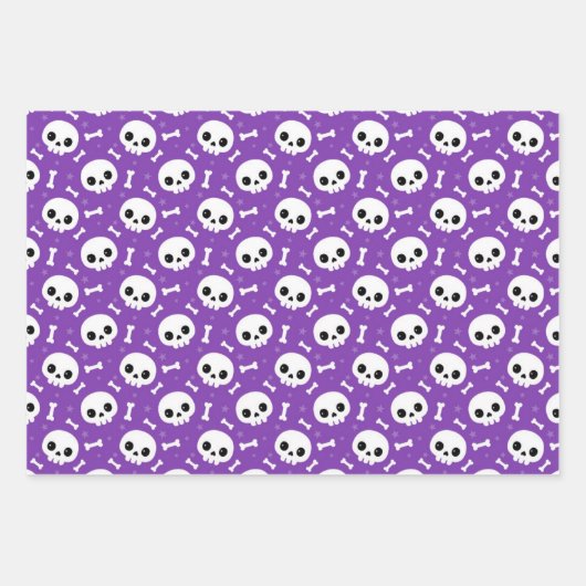 Cute Halloween Ghost and Skulls Patterns Inpakpapier Vel (Voorkant)