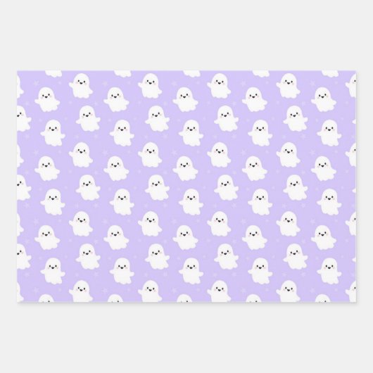 Cute Halloween Ghost and Skulls Patterns Inpakpapier Vel (Voorkant 2)