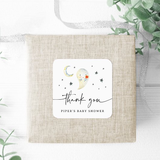 Cute Halloween Ghost Baby Shower Thank You Vierkante Sticker