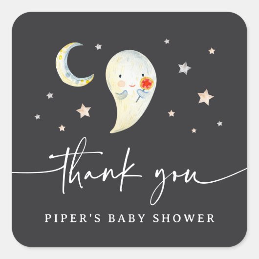 Cute Halloween Ghost Baby Shower Thank You Vierkante Sticker (Voorkant)