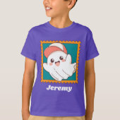 Cute Halloween Ghost Baseball Cap Kids Name T-shirt (Voorkant)