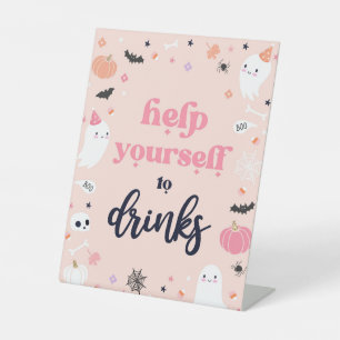 Cute Halloween Ghost Birthday Party Decorations Reclamebord Met Voetstuk