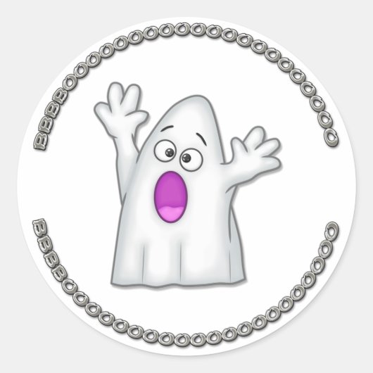 Cute Halloween Ghost Boo Ronde Sticker (Voorkant)