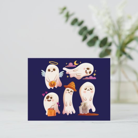 Cute Halloween Ghost Briefkaart (Staand voorkant)