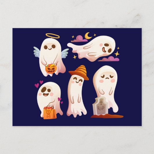 Cute Halloween Ghost Briefkaart (Voorkant)