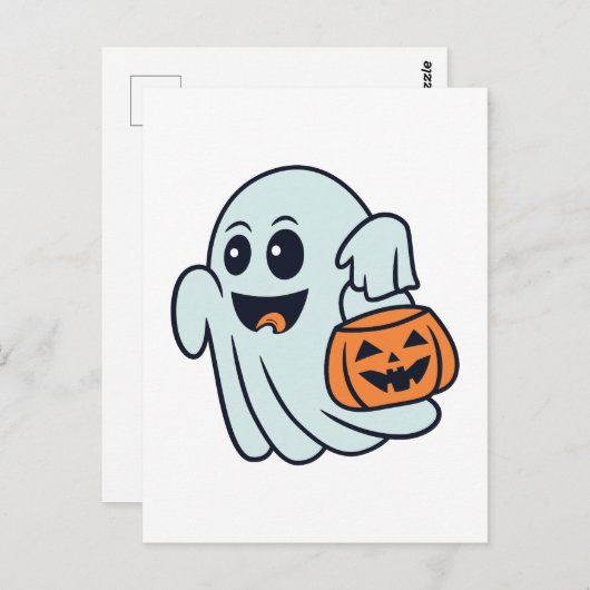 Cute Halloween Ghost Briefkaart (Voorkant / Achterkant)