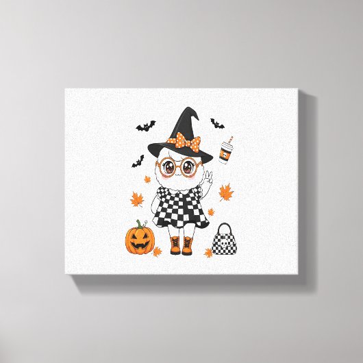 Cute Halloween Ghost Canvas Afdruk (Voorkant)
