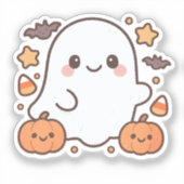 Cute Halloween Ghost Clipart,Fun and Cute Spooky  Sticker (Voorkant)