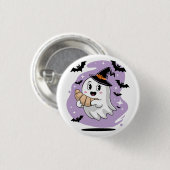 Cute Halloween Ghost Croissant Haunting Ronde Button 3,2 Cm (Voorkant /achterkant)