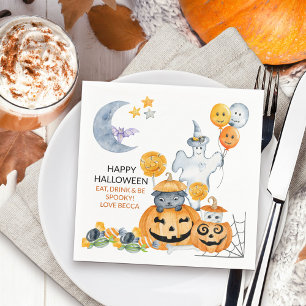 Cute Halloween Ghost en Jack o Lantern Pumpkin Servet