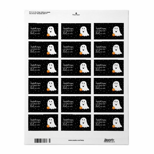 Cute Halloween Ghost Etiket (Full Sheet)