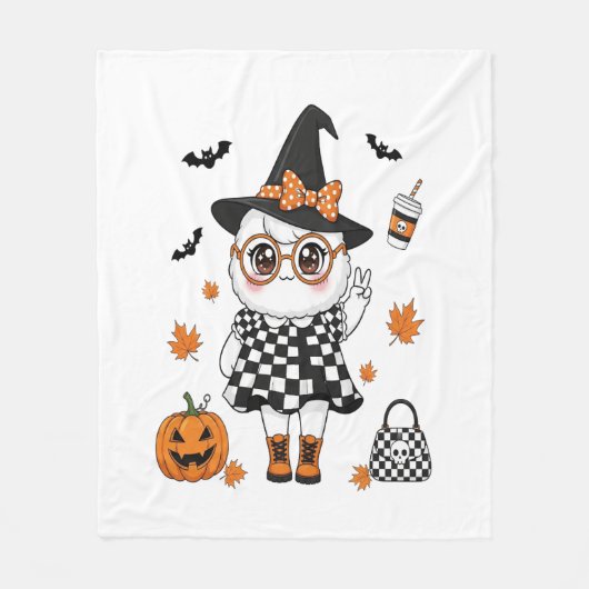Cute Halloween Ghost Fleece Deken (Voorkant)